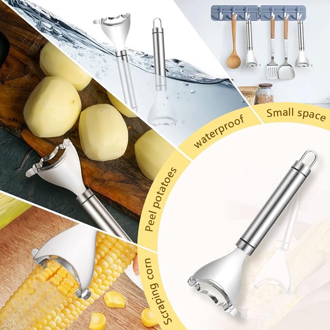 Stainless Steel Corn Peeler & Planer - 4 Pcs Set, Ergonomic Handle, Corn Kernel Remover, Magic Corn Stripper Tool