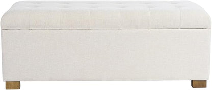 Homepop Home Decor | Upholstered Large Tufted Ottoman Storage Bench | Ottoman with Storage for Living Room & Bedroom | Decorative Home Furniture, Light Gray