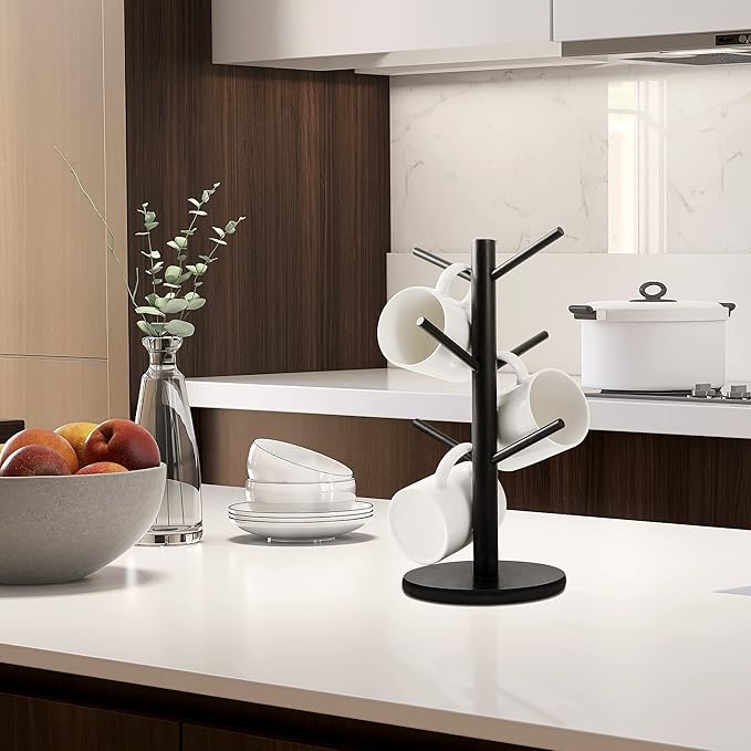 MyLifeUNIT Mug Holder Tree, Coffee Cup Holder with 6 Hooks (Black) | MyLifeUNIT