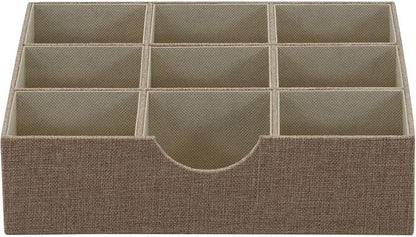 Household Essentials Brown 723-1 Deep 9 Section Drawer Organizer Box for Storage | 12 in x 12 in 3.13