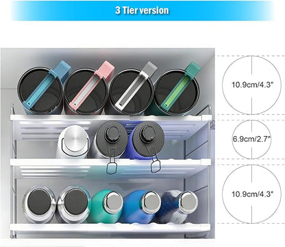 YAN & HIN Expandable Water Bottle Organizer for Cabinet, 3 Tier Tumbler Organizer, Adjustable Bottle Holder for Stanley, Hydro Flask, Kitchen Pantry Storage Rack (2 Pack)