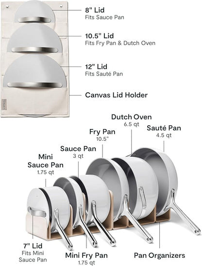Caraway 24-Piece Nonstick Ceramic Cookware Set - Includes Fry Pans, Sauce, Sauté Pan, Dutch Oven, Petite Cooker, Stir Fry, Rondeau, Stock Pot, Lids & Storage Organizers - Gray