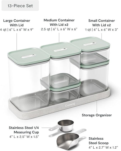 Caraway 13-Piece Glass Airtight Food Storage Containers with Lids – Non-Toxic, BPA-Free Kitchen Storage Containers – Stackable, Space-Saving Airtight Containers for Dry Goods and More - Mist