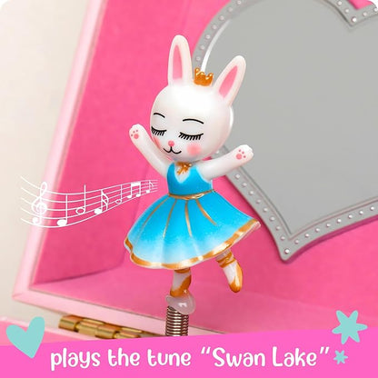 Giggle & Honey Musical Ballerina Jewelry Box for Girls - Kids Music Box with Spinning Ballerina, Ballerina Birthday Gifts for Little Girls, Jewelry Boxes, 6.8 x 5.3 x 6 in - Ages 3-10