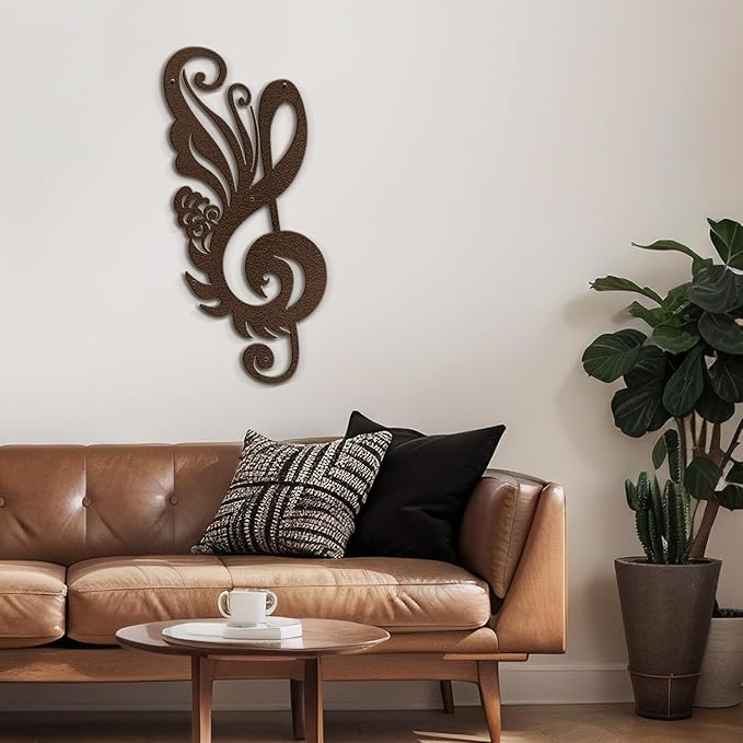 SIGNLEADER Metal Wall Art Decor Music Notes Modern Abstract Wall Sculpture Hangings Home Decoration for Living Room, Bedroom, Bathroom, Kitchen, Outdoor - 36" Bronze