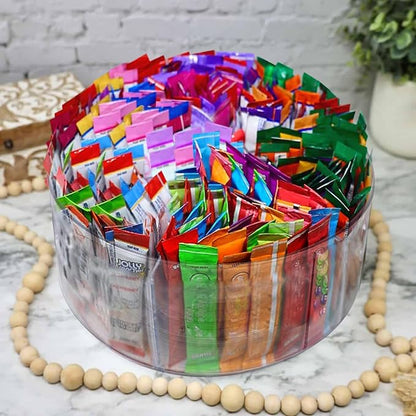 Drink Packet Organizer for Powdered Drink Mix,Powder Packet,Water Packet,Water Flavor Packet,hydration packets, Lazy Susan 360° Turntable Organizer for Drink Mix Necessities