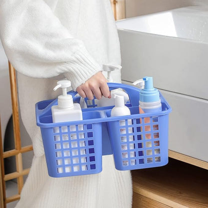 JiatuA Portable Shower Caddy Basket with Compartments Cleaning Supplies Organizer with Handle Plastic Storage Divided Tool Bin for Bathroom, Bedroom, Kitchen, College Dorm, Garden, Under Sink, Blue