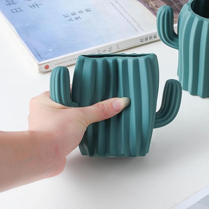 Silicone Pen Holder Cactus Pencil Holder Cute Pens Cup for Desk for Kids Office Decor Desk Accessories Pen Pot Desk Organizer (Dark Green,2 Pack)