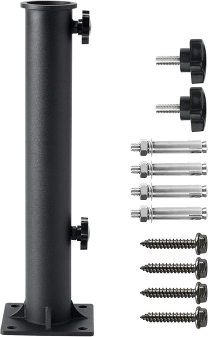 Stainless Steel Patio Umbrella Bracket for 1.5"-2" Umbrella Insert for Outdoor Ground Fixing Parasol Base (Black)