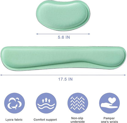 Hoewina Keyboard Wrist Rest,Ergonomic Wrist Rest,Superfine Fabric and Gel Memory Foam Wrist Pad for Computer Keyboard for Easy Typing & Pain Relief, Suitable for Office, Family, Outdoor, Bean Green