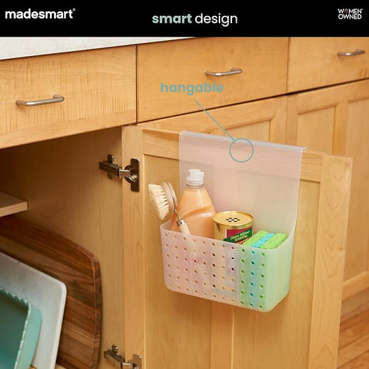 madesmart Over-Door Organizer, Storage for Aluminum Foil, Parchment Paper & Kitchen Wraps, Single Ventilated Bin with Soft-Grip Over-Door Hook, White