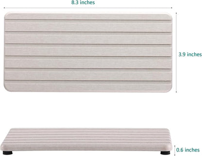 NiuYichee 2 PCS Water Absorbent diatomite Coasters, 8.3" x 4" Water Absorbing Stone Tray for Sink, Stone Drying mat for Kitchen Counter, Stone soap Tray Used for Hand Soaps & toiletries & Plants