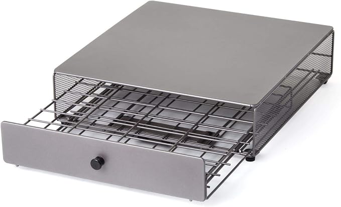 Nifty Cocktail Beverage Bartesian Capsule Drawer – Holds up to 36 Capsule Pods, Smooth Glide Rolling Drawer, Silver, Countertop Bar Organizer
