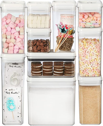 Felli Flip Tite Food Storage Container with Lid Airtight 4" Ring Seal Flip Top, Stackable Acrylic Canister Jar for Pantry Kitchen Counter, Snack Coffee Bean Granola Pet Treats Cracker Holder (1.2 L)