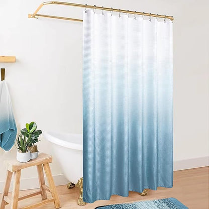 Mrs.Naturall Light Blue Shower Curtain,Soothing Grey Grey Smoke Blue Pastel Bath Curtains for Bathroom,No Need Liner with Hooks Set,72 Inch Long