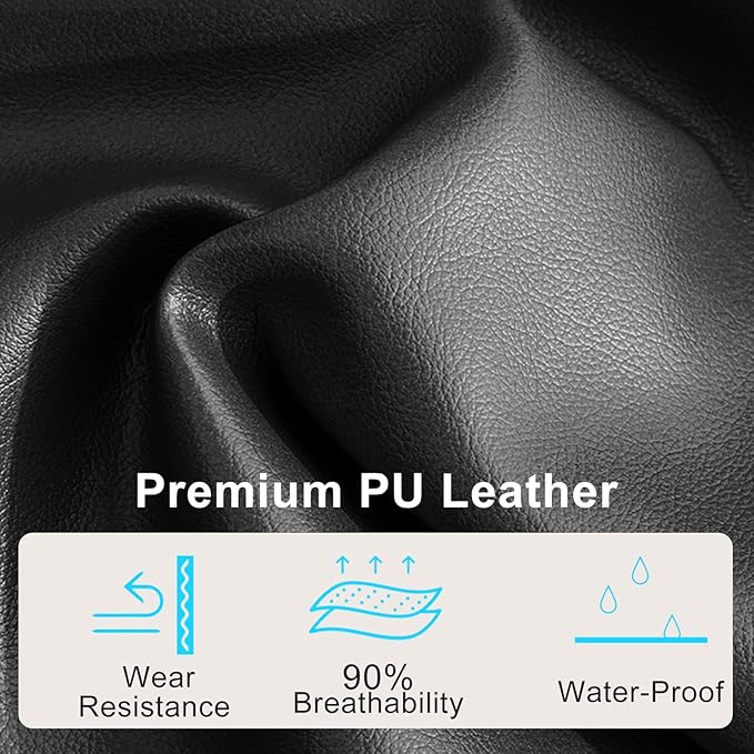 Big and Tall Office Chair, Executive Comeputer Desk Chair Ergonomic Home Office Chair with Adjustable Lumbar Support, Tilt Lock, PU Leather, Swivel Rolling Chair (PU-Black)