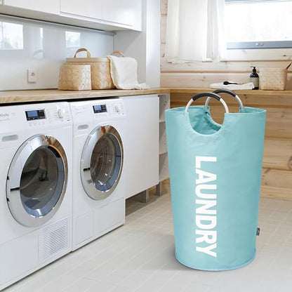 DOKEHOM 125L X-Large Collapsible Washing Laundry Basket Bag (7 Colors) for Bedroom, Fabric (Light Blue, XL)