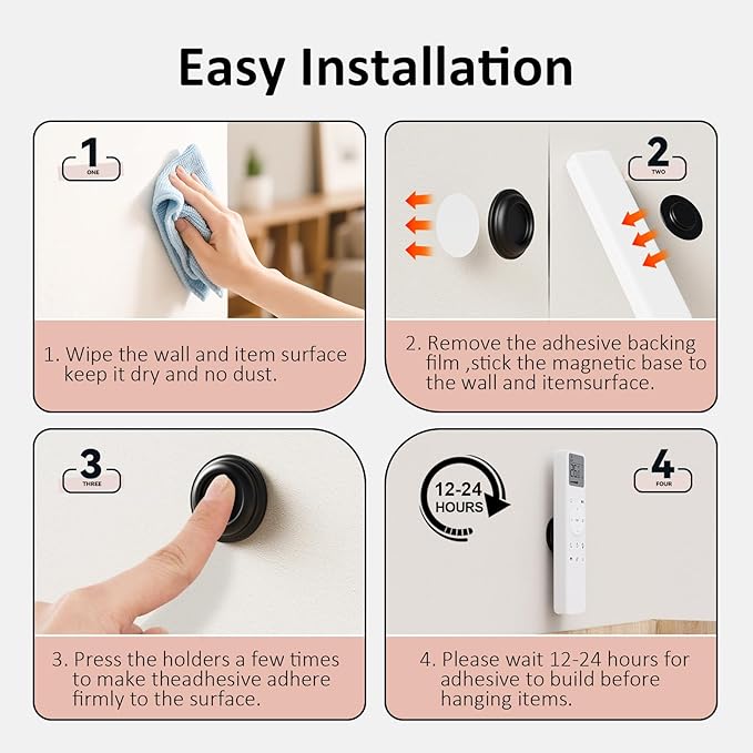 Remote Control Holder Magnetic Wall Mount Self-Adhesive, 6 Pack Upgraded Silicone Remote Organizer Storage 360° Rotation Wall Holder for Home Office TV, Fan and Air Conditioner Remote Control