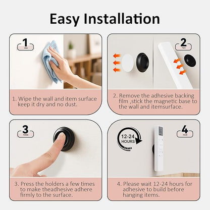 Remote Control Holder Magnetic Wall Mount Self-Adhesive, 6 Pack Upgraded Silicone Remote Organizer Storage 360° Rotation Wall Holder for Home Office TV, Fan and Air Conditioner Remote Control
