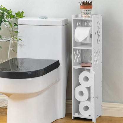 H HUIYKALY Toilet Paper Storage: Toilet Paper Holder Stand with Roller for Small Space,White