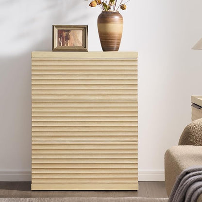 SICOTAS Sideboard Buffet Cabinet with Storage, Modern Credenza Storage Cabinet with 3 Larger Drawers, Fluted Media Console Mid Century Coffee Bar Table for Dining Room, Hallway, Coastal Oak