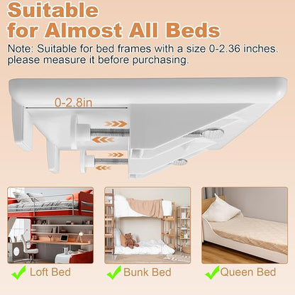 2 Pcs Bedside Shelf for Dorm Bunk Bed, Clip On Nightstand, Bed Side Table Tray Organizer, College Dorm Room Essentials for Girls/Guys, Bedside Tray with Cable Management for Dormitory, Back to School