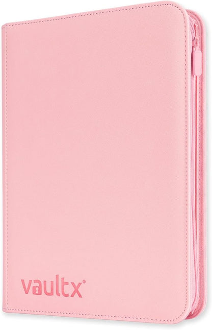 Vault X 9 Pocket Zip Binder, 360 Cards, Exo-Tec Material, 20 Side-Loading Pages (Pink)