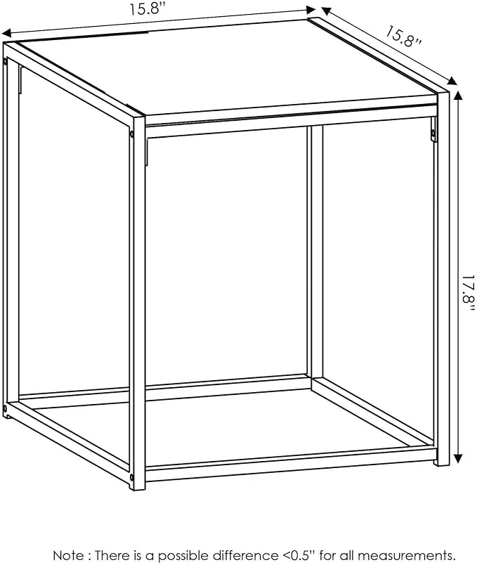 FURINNO Camnus Modern Living End Table, Americano, 1 Tier, Metal Frame