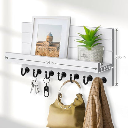 Key Holder for Wall: Upgraded 7 Sturdy Key Hooks Easy Installation Mail Organizer Wall Mount Hanging Key Rack for Kitchen and Entryway Decor