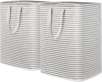 Lifewit 2 Pack Laundry Hamper Large Collapsible Laundry Baskets, Freestanding Waterproof Clothes Hamper with Easy Carry Handles in Laundry Room Bedroom Bathroom College Dorm, Grey, 2 x 90L