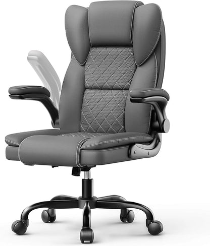 Big and Tall Office Chair Executive Chairs with Adjustable Armrests and Lumbar Support Ergonomic High Back Gaming Chair Computer Chair (Deep Grey, Oversized)