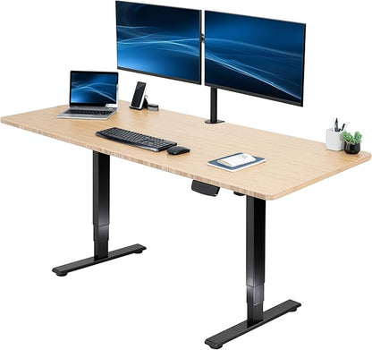 VIVO Electric 71 x 30 in Real Bamboo Standing Desk, Touch Screen Adjustment, 220 lb Frame Support, 2E Series, Black Frame, DESK-KIT-2E71O