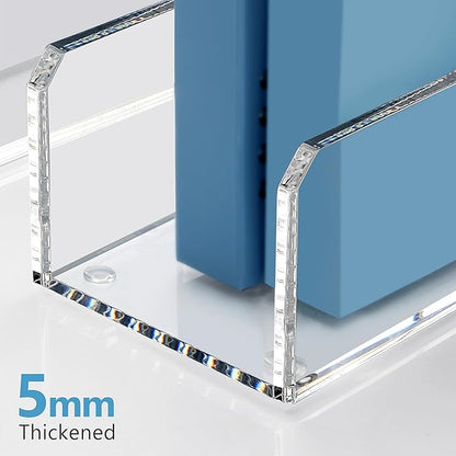 SANRUI 2 Pack Acrylic Magazine File Holder, Vertical File Sorter Holders Desk Organizer, Clear Folder Organizer Document Rack for Office Desktop, Home Workspace, 8.66inx8.46inx3.15in
