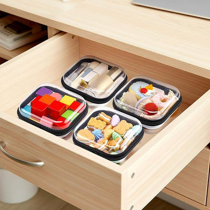 Sanwuta 6 Pcs Clear Hard Zipper Case Plastic Zipper Pouches Transparent Makeup Bag Pencil Case Pouches Toiletry Diaper Bag for Travel Toy Storage Organizer Bins(Black,5 x 5 x 2 Inch)