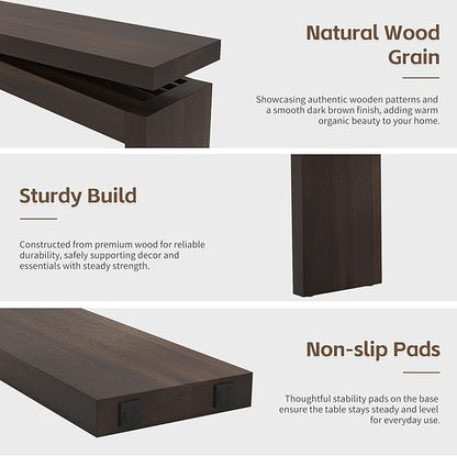 63-Inch Farmhouse Entryway Table Behind Couch Skinny, Long Wooden Entrance Table for Living Room Narrow, Rectangular Modern Console Tables for Apartment, Home, Dark Brown