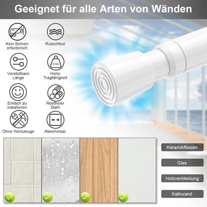 AIZESI Spring Tension Rods Adjustable Tension Curtain Rod Small Tension Rod No Drilling Expandable Spring Loaded Curtain Tension Rod（White,26" to 39"-4Pcs)