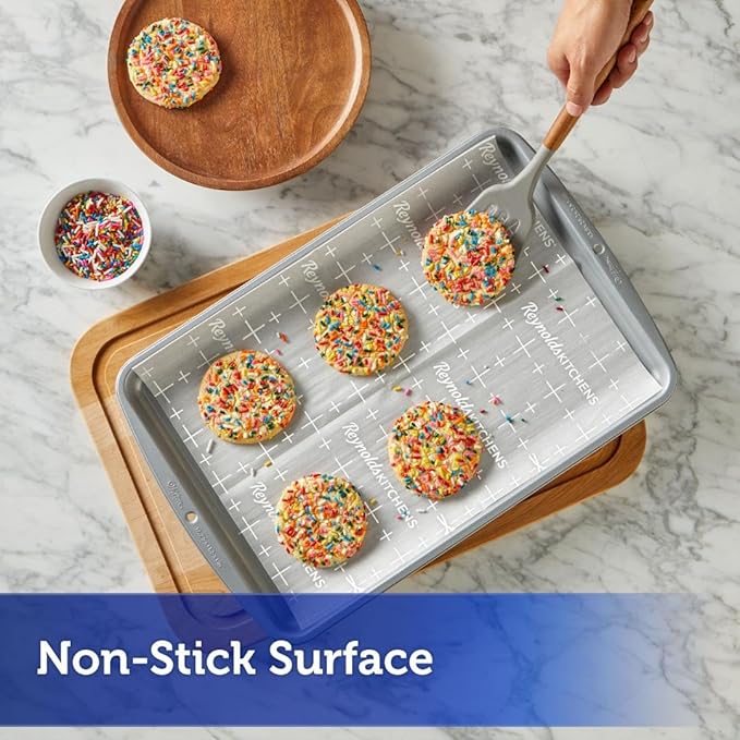 Reynolds Kitchens Cookie Baking Sheets, Pre-Cut Baking Parchment Paper Sheets for Cookies, Oven-Safe up to 425 Degrees, Reusable Up to 3X, No-Mess Cleanup, 12 in x 16 in, 22 Count (Pack of 2)