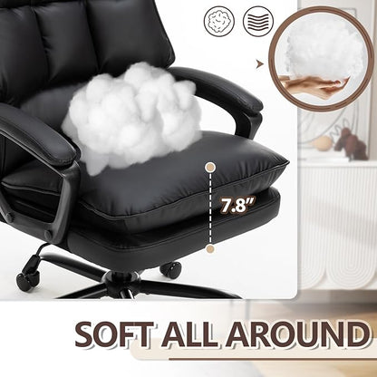 Comfy Office Chair Soft and Double Padded Computer Desk Chairs for Long Hours Executive Office Chair with Height Adjustment Work Chairs for Home Black