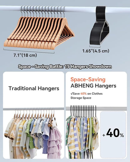 Plastic Kids Hangers, Pack of 100, Ultra Slim Closet Hangers, Non-Slip, Space-Saving, Sturdy, 14" W x 7" H (for Children Aged 7-12 Years), Black, UAPY07100B
