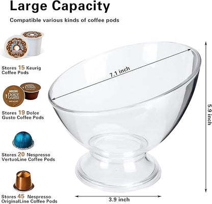 MOLFUJ Coffee Pod Holder, Clear K Cup Holder Plastic, Espresso Coffee Pod Holders for Counter Small, Coffee Pod Storage for K Cups, Capsule Organizer Creamer Holder for Coffee Bar (2 Pack)