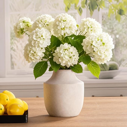 Mitt&Ditt Ceramic Flower Vase, 7.5 inch Off-White Farmhouse Rustic Vase, Handcrafted Weathered Pottery Vases, Small Flower Terracotta Vases for Home Decor, Living Room, Table, Shelf