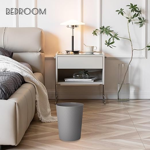 UUJOLY Small Trash Can Wastebasket Garbage Can Container Bins for Bathrooms, Laundry Room, Kitchens, Offices, Kids Rooms, Dorms (Dark Grey)