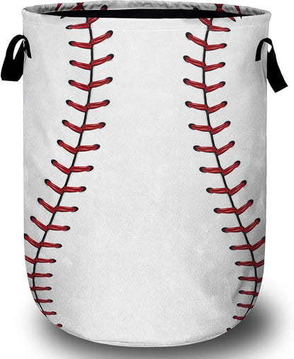 Baseball Laundry Basket, Foldable Waterproof Ball Laundry Hamper Tote Bag Dirty Clothes Storage Bucket Toy Organizer for Bathroom/Laundry/Bedroom 15.7"x19.6"