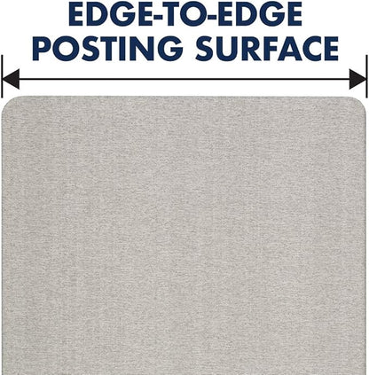 Quartet Bulletin Board for Walls, Fabric, 3' x 2', Frameless Pin Board, Fiberboard, Display Board, Oval Office, Home Office Decor or Home School Organization Board, Vertical/Horizontal, Gray (7683G)