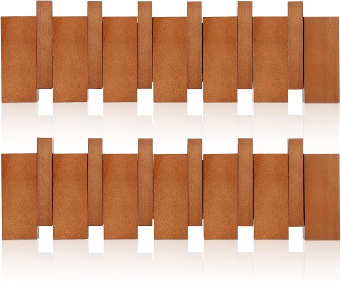 Youyole Mid Century Modern Wooden Coat Hooks Wall Mounted Folding Coat Rack Hanger with Hooks Heavy Duty Flip Down Piano Hat Rack for Hanging Coats Hats Home (17.7 x 5.3'',Wood Color,2 Pcs)