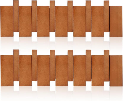 Youyole Mid Century Modern Wooden Coat Hooks Wall Mounted Folding Coat Rack Hanger with Hooks Heavy Duty Flip Down Piano Hat Rack for Hanging Coats Hats Home (17.7 x 5.3'',Wood Color,2 Pcs)