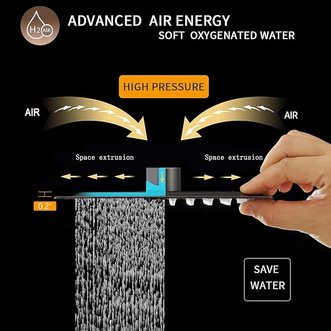 BESy 8 Inch Rain Shower Head, 8" Square Rainfall & High Pressure Stainless Steel Bath Showerhead, 1/16" Ultra Thin, Waterfall Full Body Coverage with Silicone Nozzle, Oil Rubbed Bronze Finish