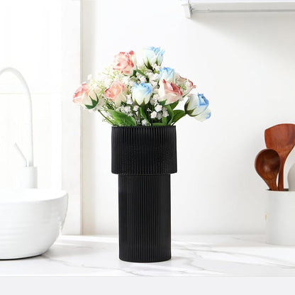 Black Glass Vase, 12 Inches Tall Vase for Flowers, Large Flower Vases for Bouquet, Modern Black Glass Vases for Living Room, Dining Table, Office, Entryway, Mantle, Shelf, Wedding Gifts