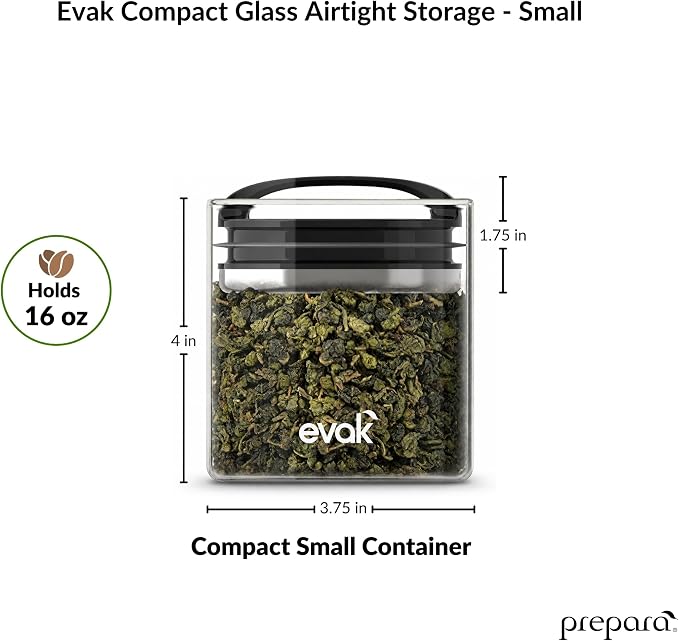 Prepara Evak Compact Glass Food Storage, Small, Black