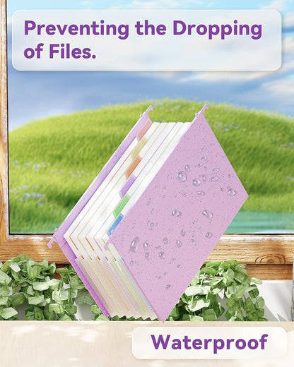 ANSOOK Wheat Straw Expanding Hanging File Folders Legal Size,1.2" Accordion Pockets File Organizer,3 Pack Filing Cabinet Folders,Large Capacity File Folder with Tabs,Purple Hanging File for Frame Box